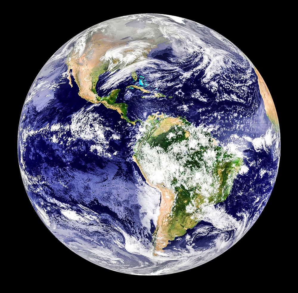 GOES 12 satellite image showing earth on March 25, 2010. Original from NASA. Digitally enhanced by rawpixel.
