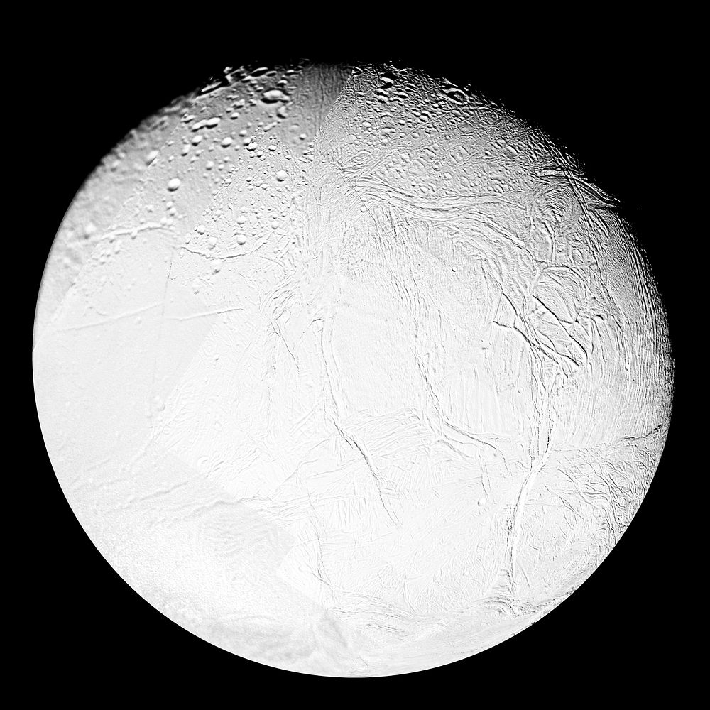 A variety of surface ages is revealed in this 16-image mosaic taken during Cassini's first close flyby of Enceladus, on Feb.…