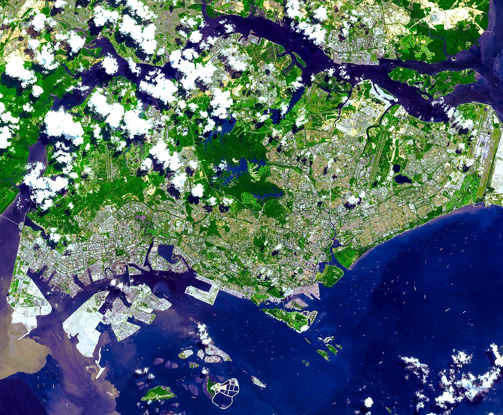 The Republic of Singapore, a city-state off the southern tip of the Malay Peninsula. Original from NASA. Digitally enhanced…