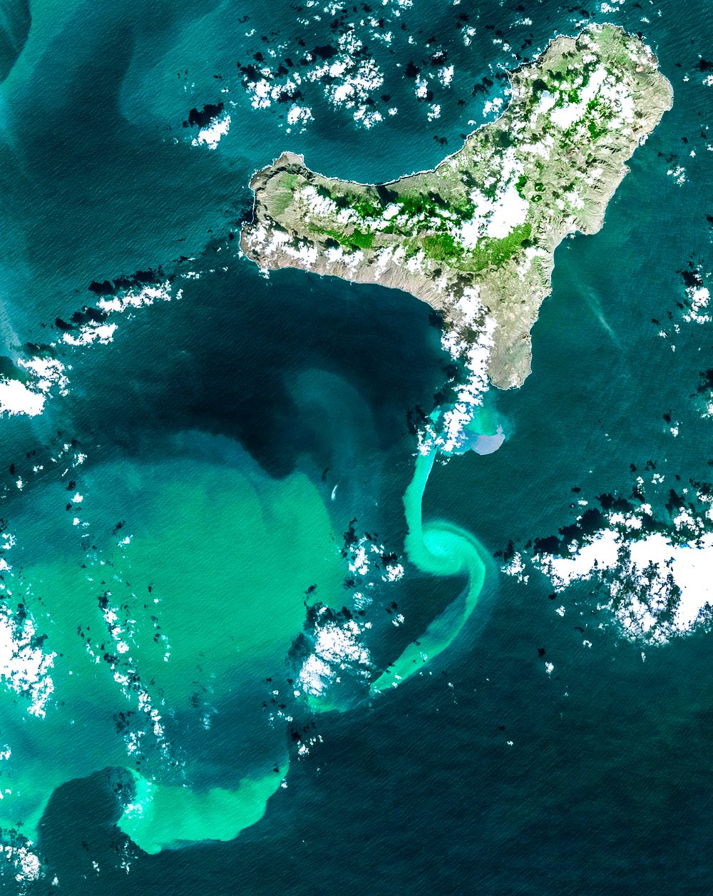 NASA satellite tracks underwater volcanic eruption in Canary Islands. Original from NASA. Digitally enhanced by rawpixel.