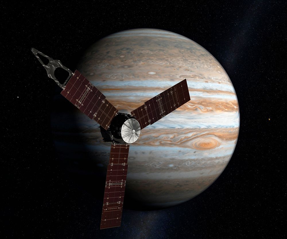 Juno Mission to Jupiter 2009 Artist Concept.Original from NASA. Digitally enhanced by rawpixel.