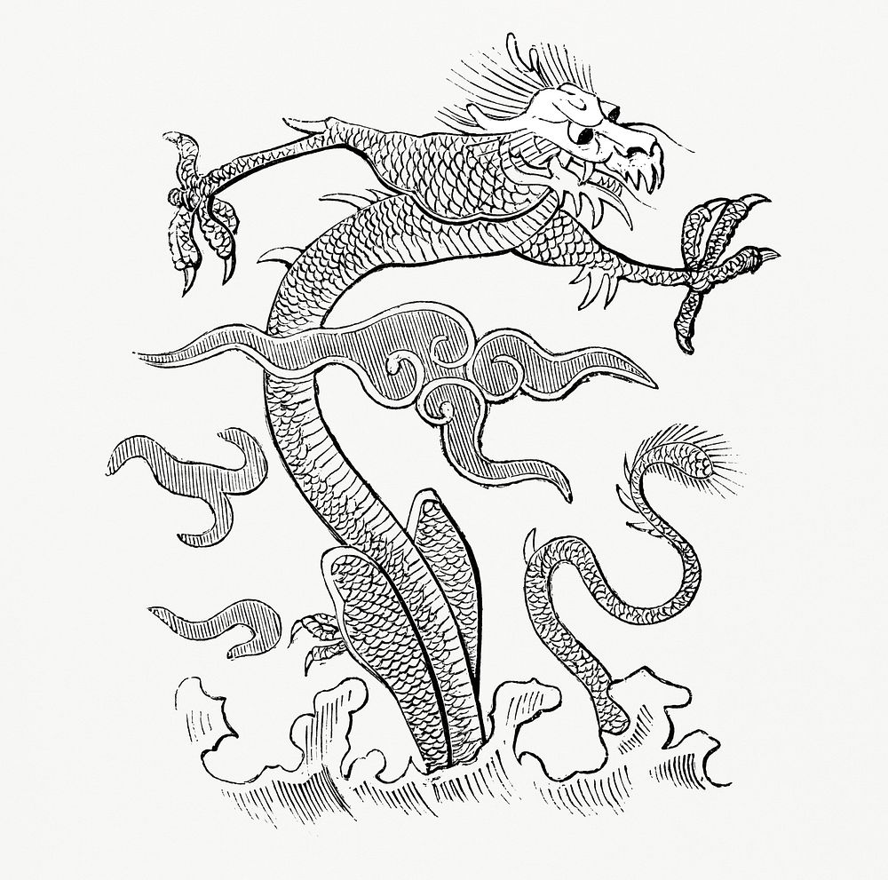 Oriental Dragon (1862) from Gazette Des Beaux-Arts, a French art review. Digitally enhanced from our own facsimile book. 