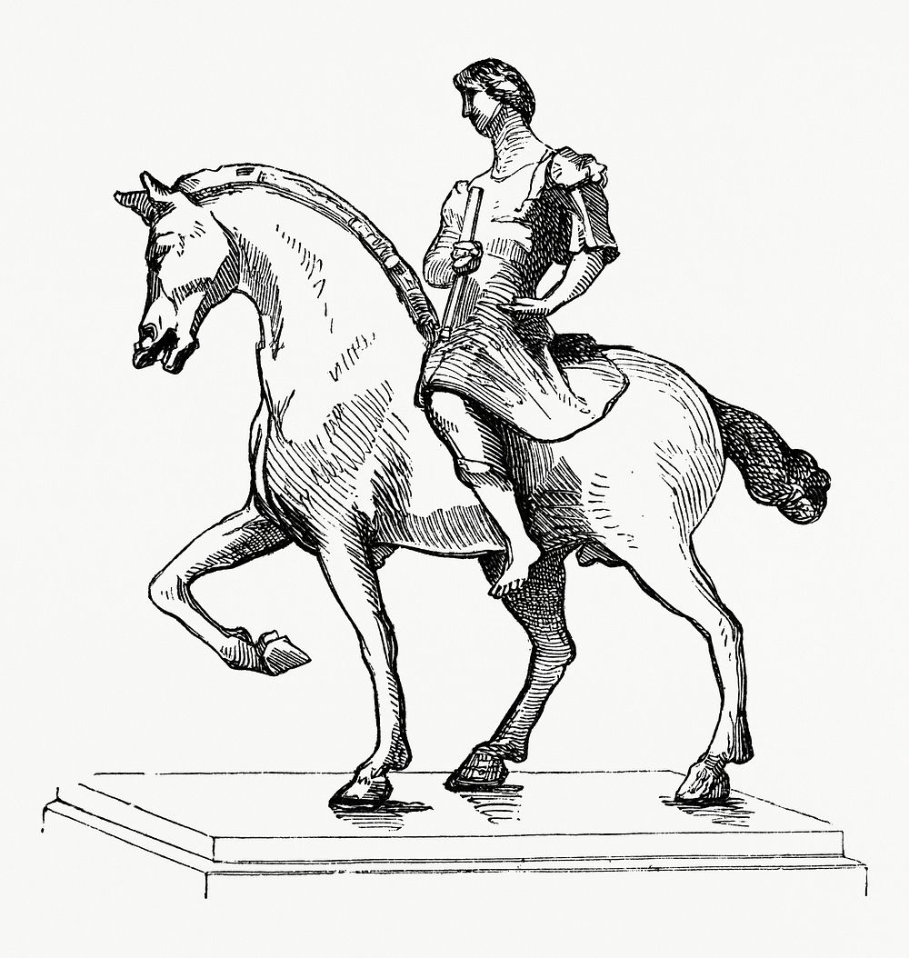 Man on a Horse (1862) from Gazette Des Beaux-Arts, a French art review. Digitally enhanced from our own facsimile book. 