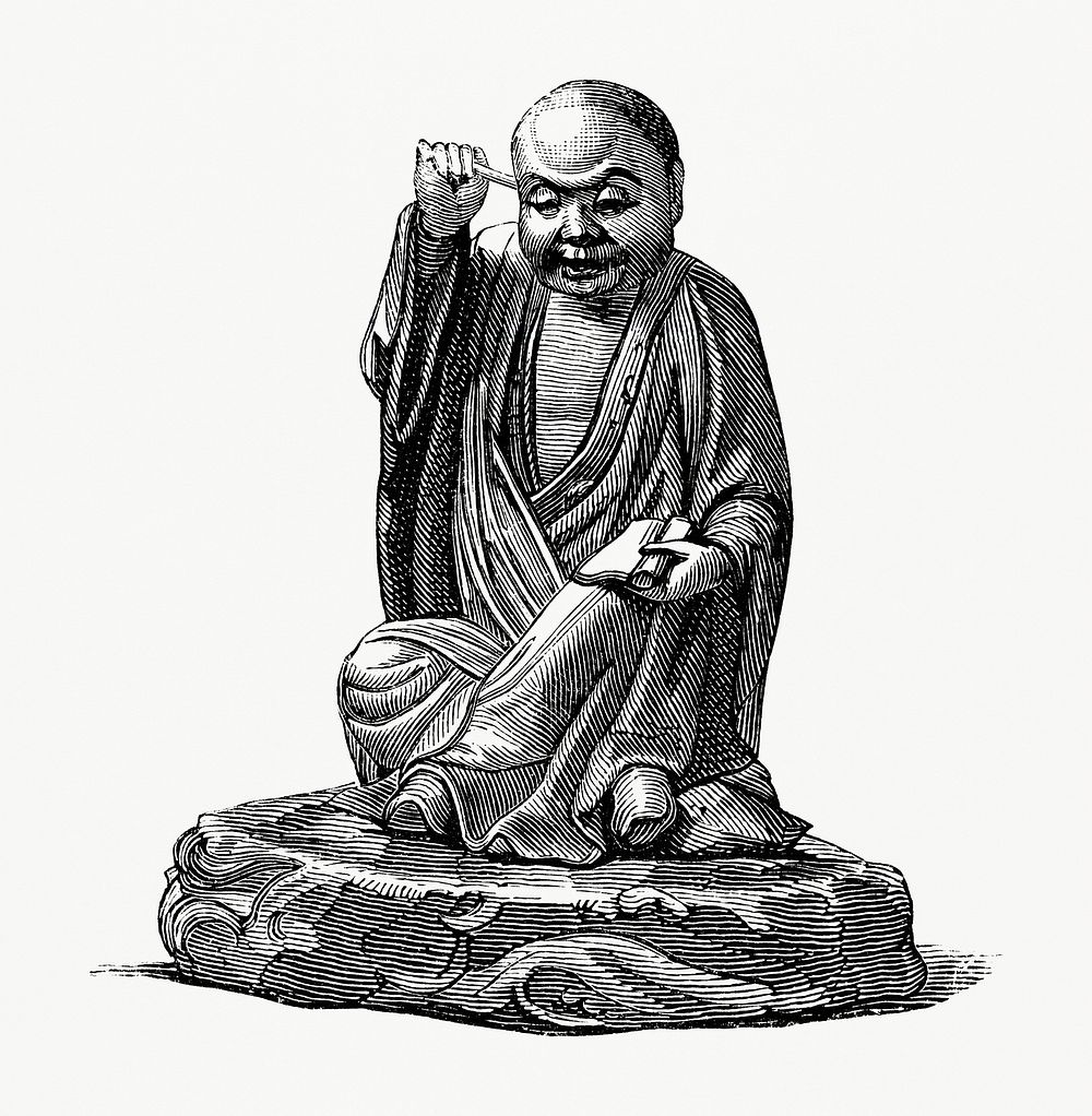 Oriental Buddhist Monk (1862) from Gazette Des Beaux-Arts, a French art review. Digitally enhanced from our own facsimile…