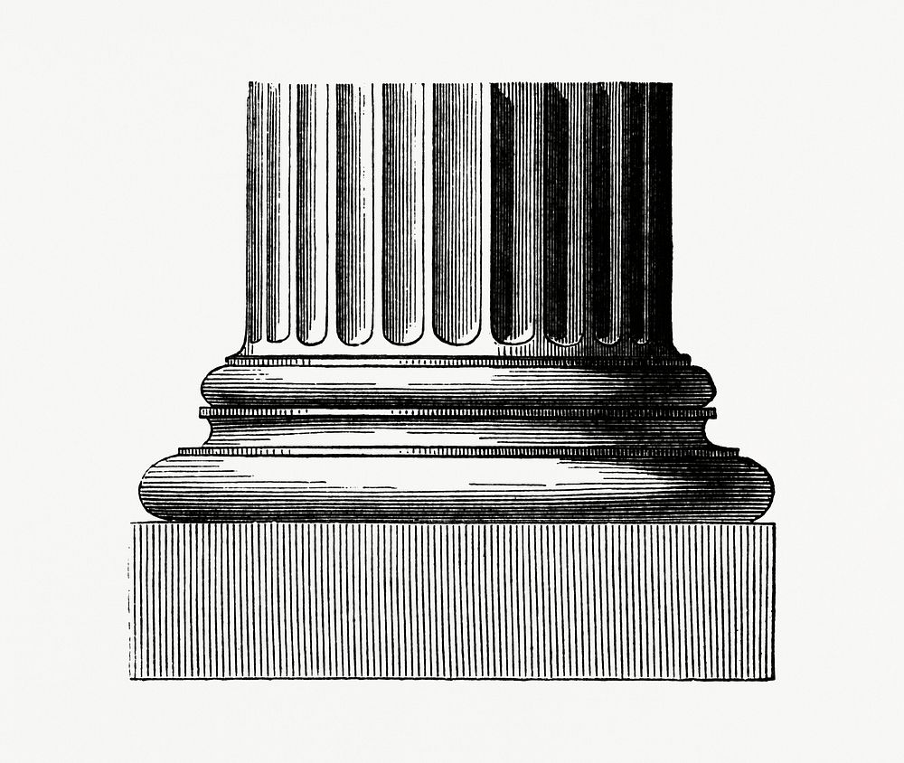 Vintage illustration of Closeup of a Column Base