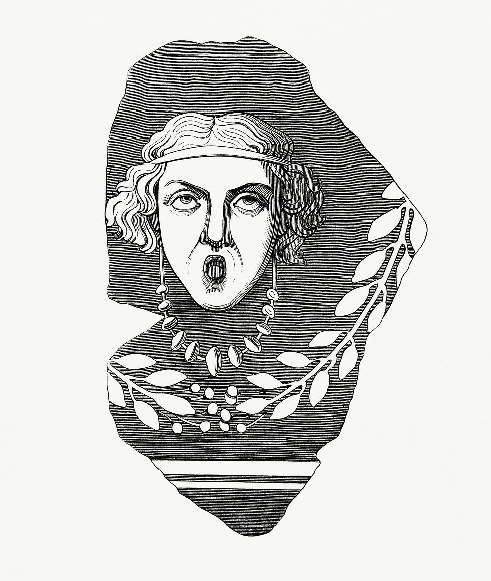 Vintage illustration of Dramatic Feminine Face