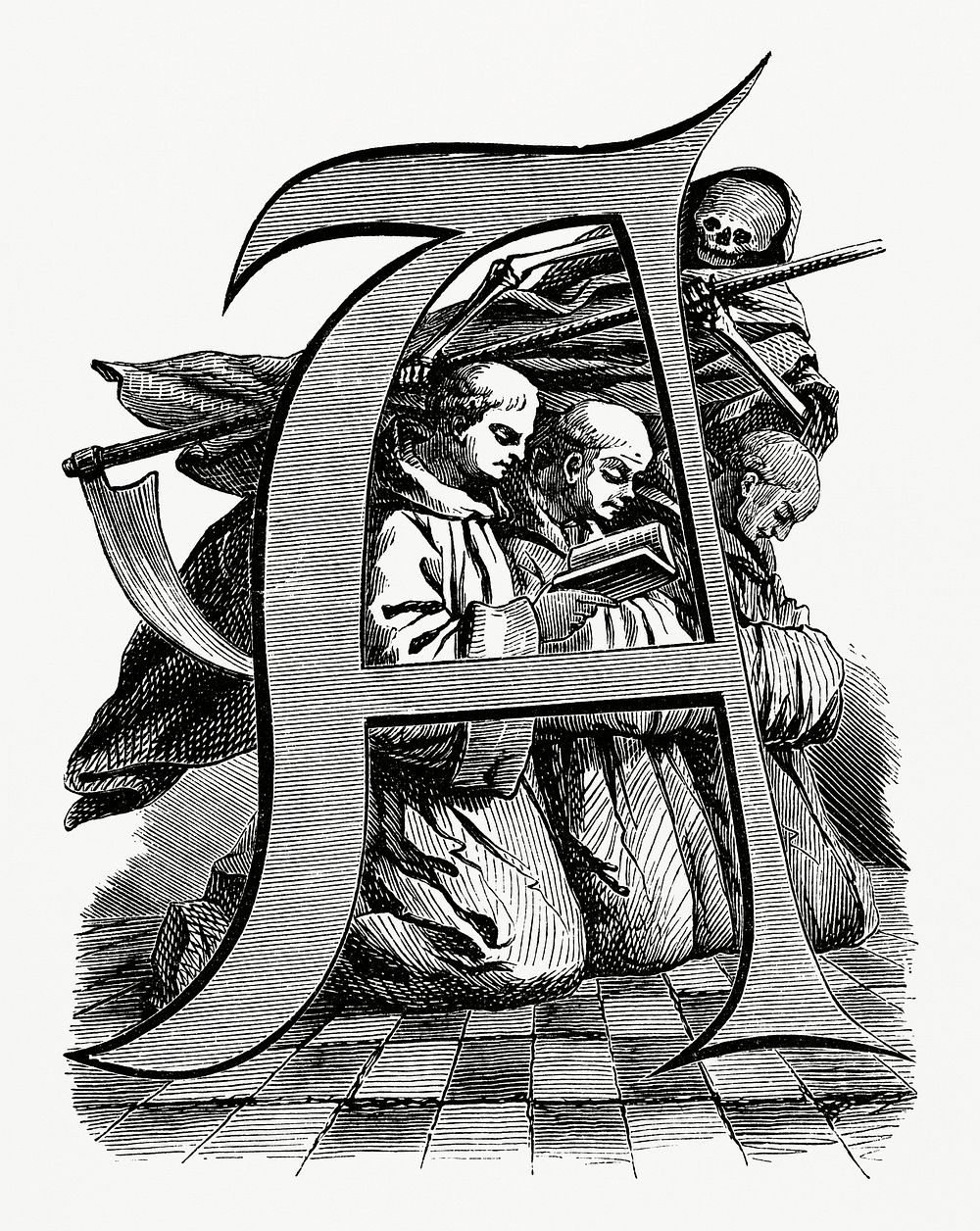 Vintage illustration of Inital of a Letter A