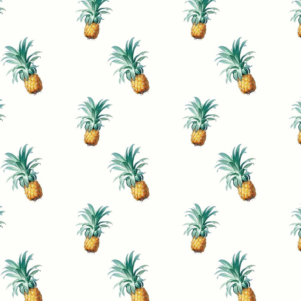 Tropical pineapple wallpaper vintage illustration