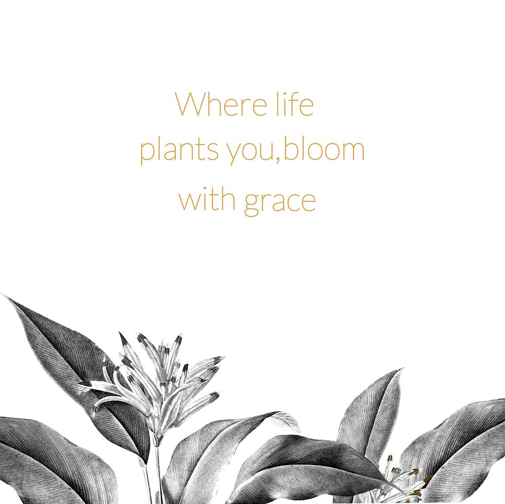Where life plants you, bloom with grace tropical vintage illustration