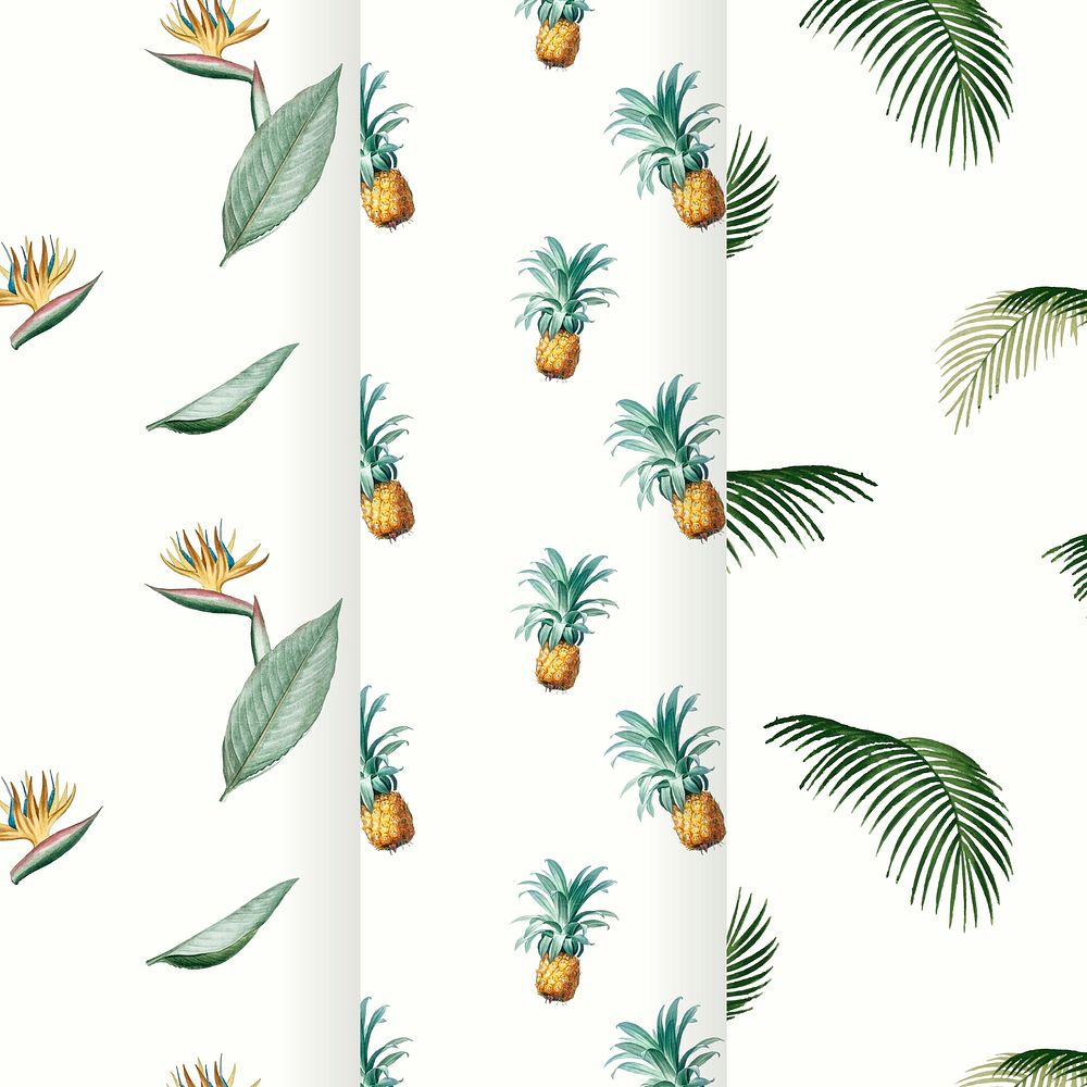 Pineapple and palm leaves vintage illustration
