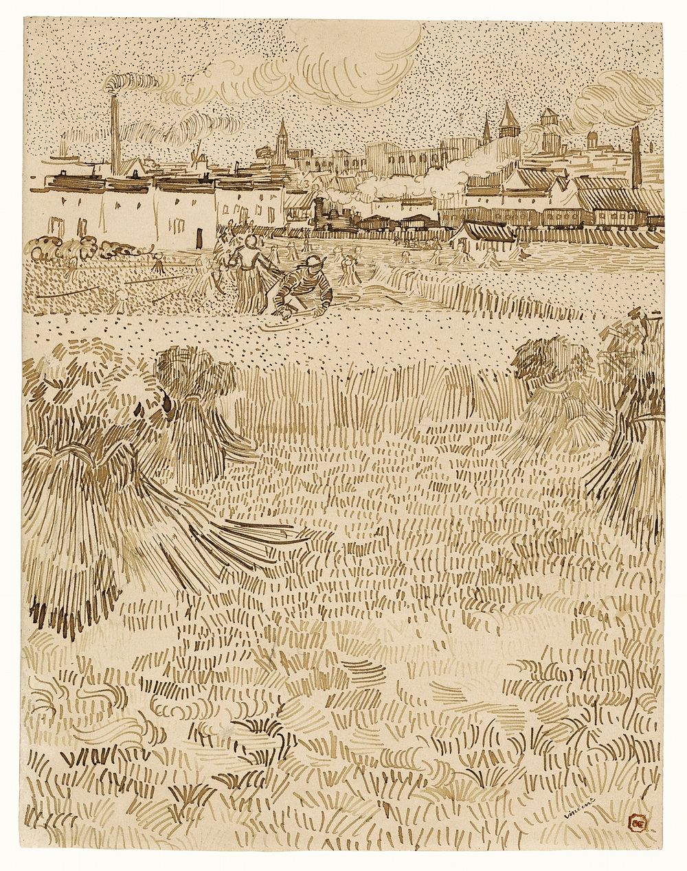Arles: View from the Wheatfields (1888) by Vincent Van Gogh. Original from the J. Paul Getty Museum. Digitally enhanced by…