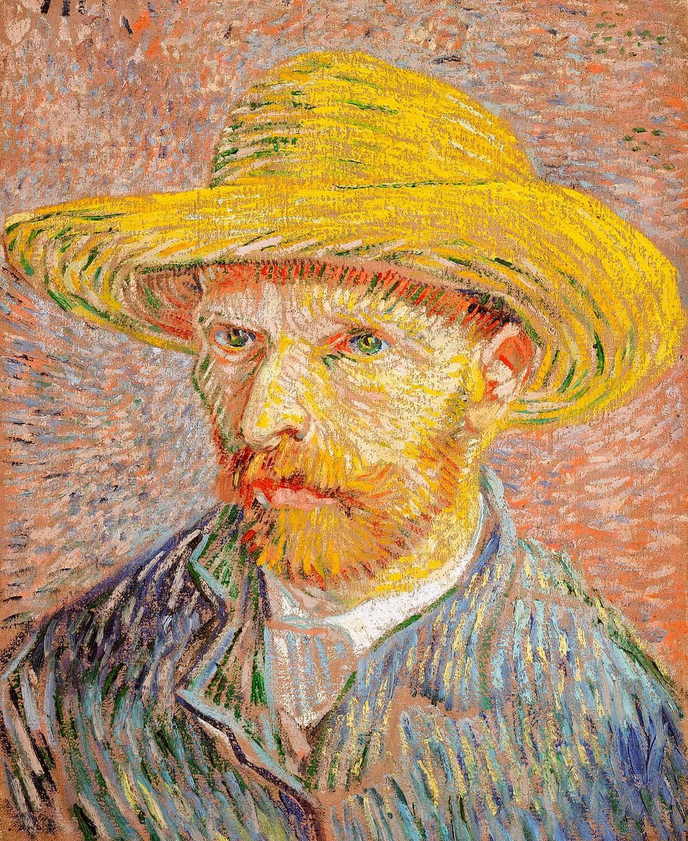Self-Portrait with a Straw Hat (1887) by Vincent Van Gogh. Original from the MET Museum. Digitally enhanced by rawpixel.