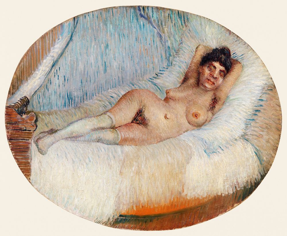 Reclining Nude (Femme nue &eacute;tendue sur un lit) (1887) by Vincent Van Gogh. Original from the Barnes Foundation.…