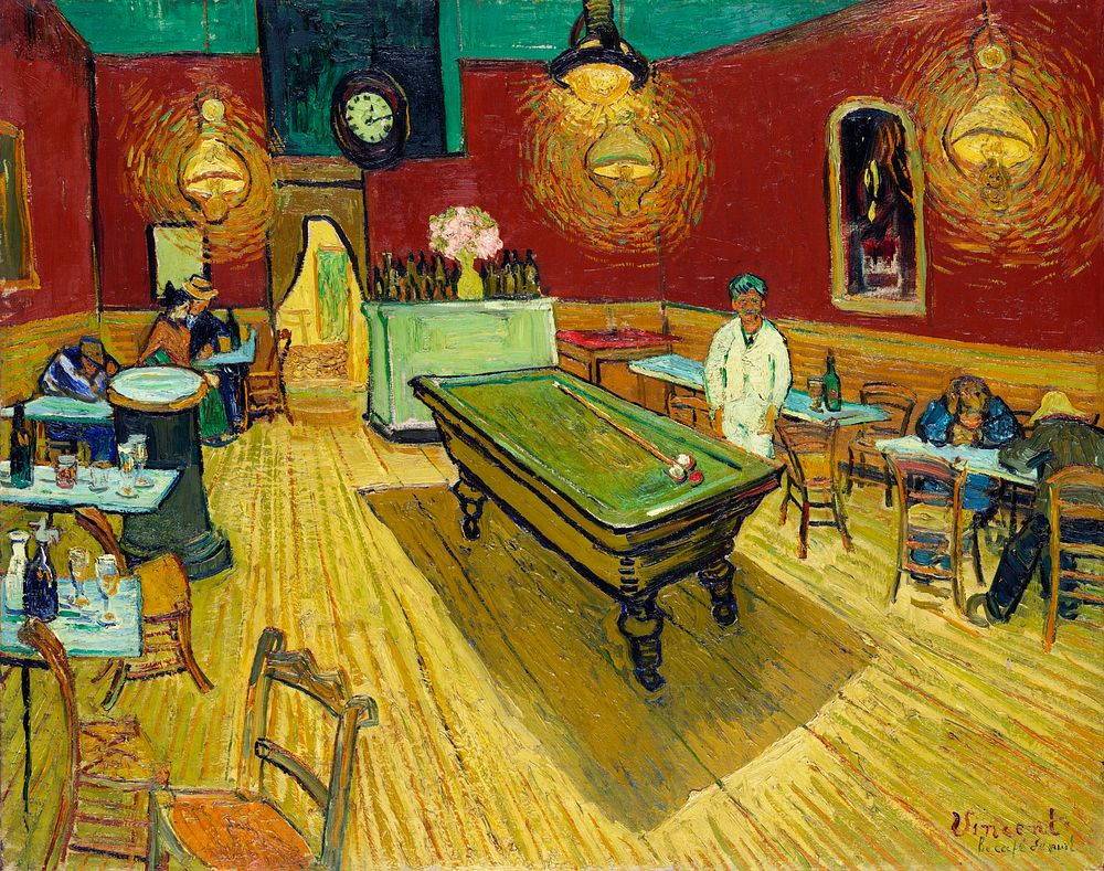 Le caf&eacute; de nuit (The Night Caf&eacute;) (1888) by Vincent van Gogh. Original from the Yale University Art Gallery.…
