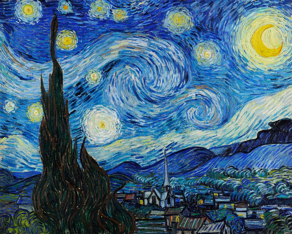 Vincent Van Gogh's The Starry Night (1889). Famous painting, original from Wikimedia Commons. Digitally enhanced by rawpixel.
