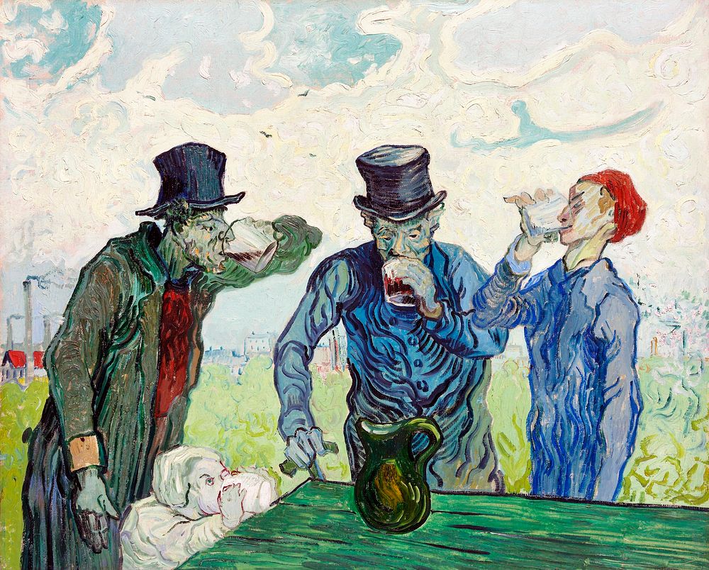 The Drinkers (1890) by Vincent Van Gogh. Original from the Art Institute of Chicago. Digitally enhanced by rawpixel.