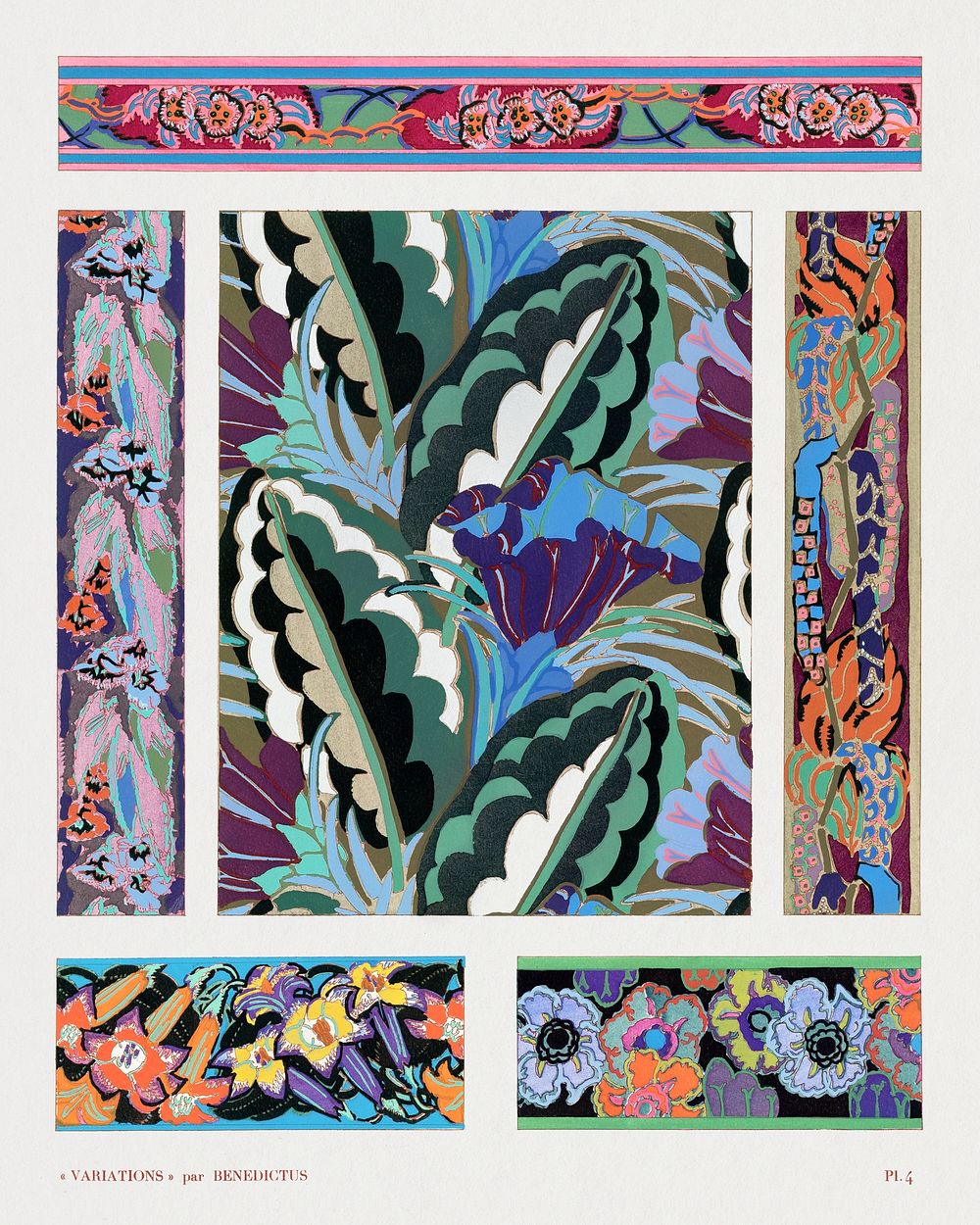 Vintage geometric floral motifs, variations 4 from our own Variations Quatre-Vingt-Six Motifs D&eacute;coratifs En Vingt…
