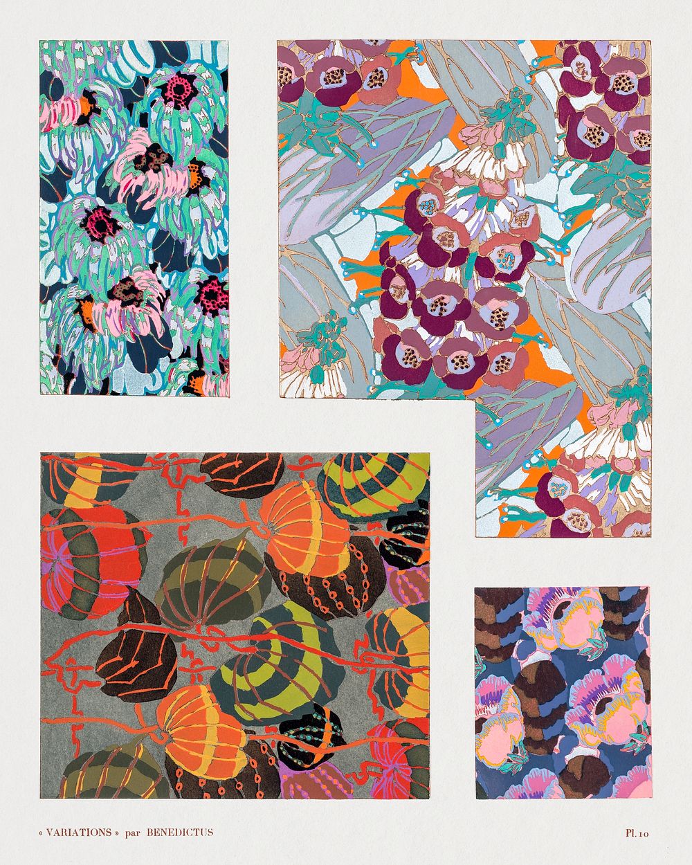 Colorful vintage art deco pattern, variations 10 from our own Variations Quatre-Vingt-Six Motifs D&eacute;coratifs En Vingt…