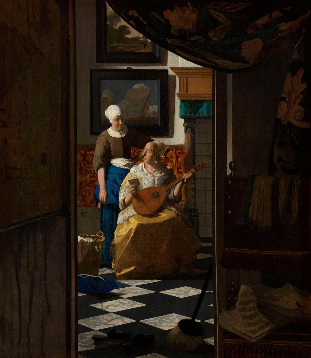 The Love Letter (ca. 1669 &ndash;1670) by Johannes Vermeer. Original from The Rijksmuseum. Digitally enhanced by rawpixel.