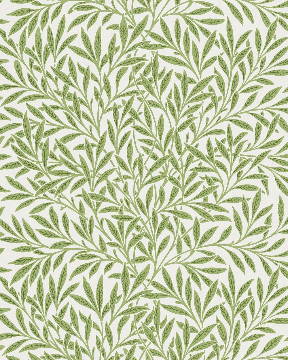 William Morris's vintage green willow leaves illustration, famous pattern psd, remix from the original artwork