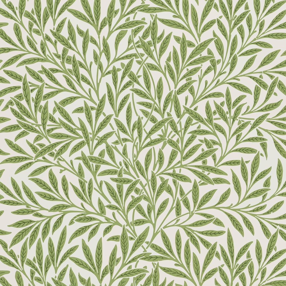 William Morris's vintage willow leaves pattern vector, famous pattern vector, remix from the original artwork