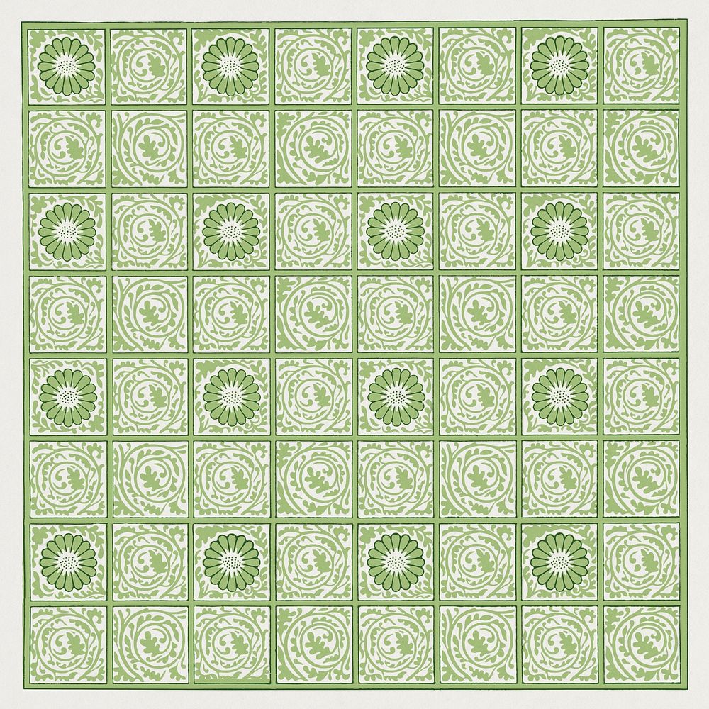 William Morris's Diaper pattern (1870) famous artwork. Original from The Smithsonian Institution. Digitally enhanced by…