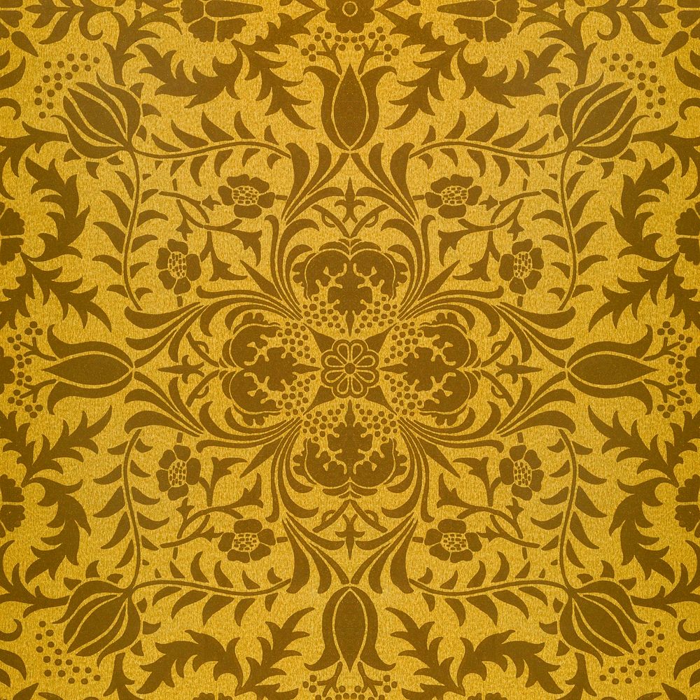 William Morris's vintage brown flower pattern illustration, remix from the original artwork