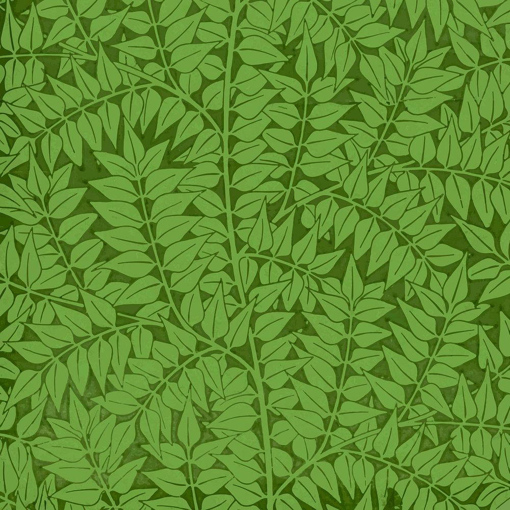 William Morris's vintage green laurel branches famous pattern vector, remix from the original artwork