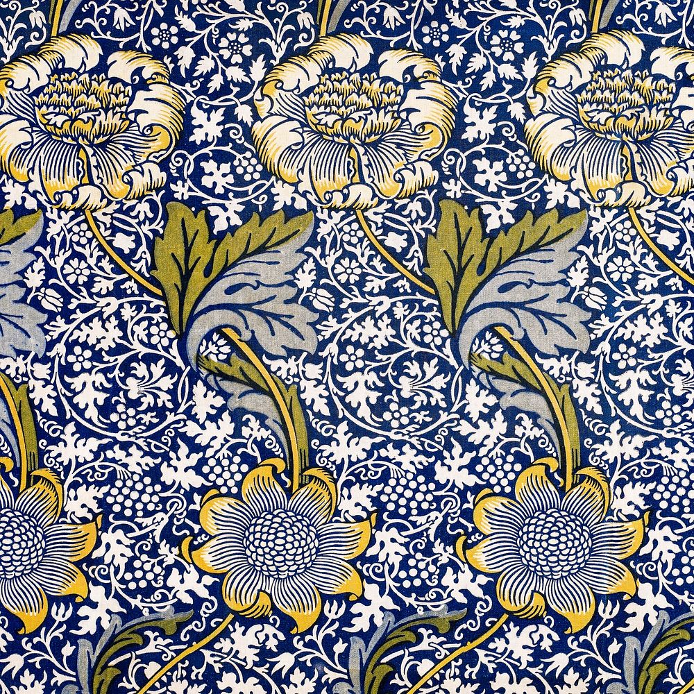 William Morris's vintage chrysanthemum flower pattern illustration, famous pattern wallpaper design, remix from the original…