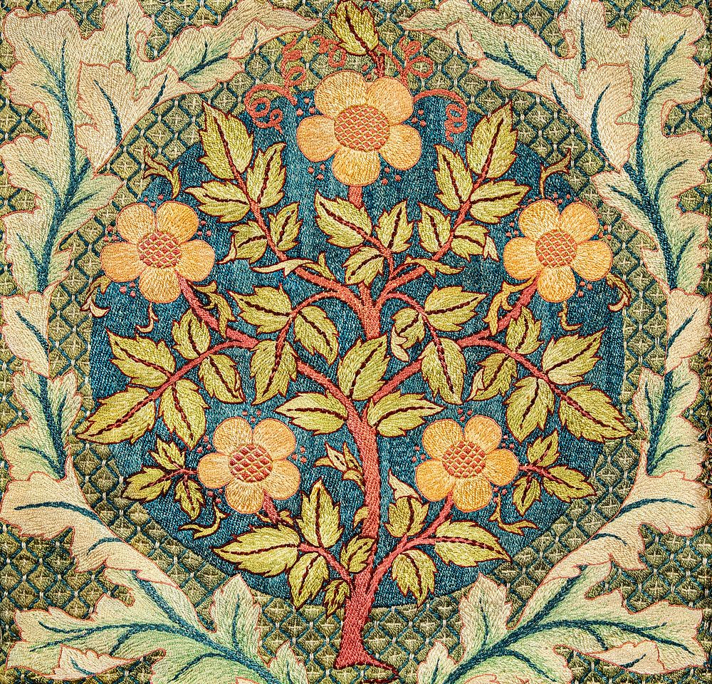 William Morris's (1834-1896) Rose wreath famous artwork. Original from The Smithsonian Institution. Digitally enhanced by…