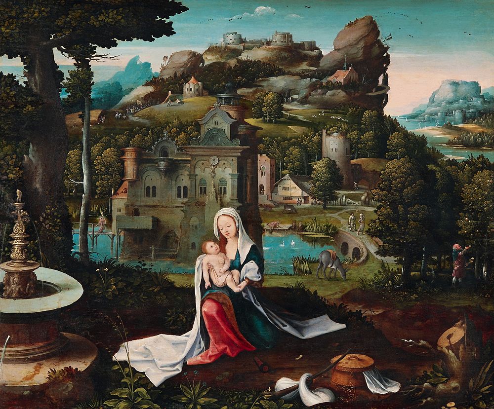 The Rest on the Flight into Egypt (mid&ndash;16th century) by Netherlandish (Antwerp Mannerist) Painter. Original from The…