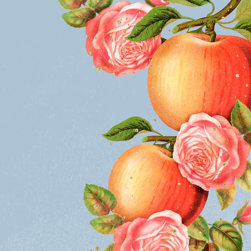 Apple tree border frame, botanical background for social media post vector