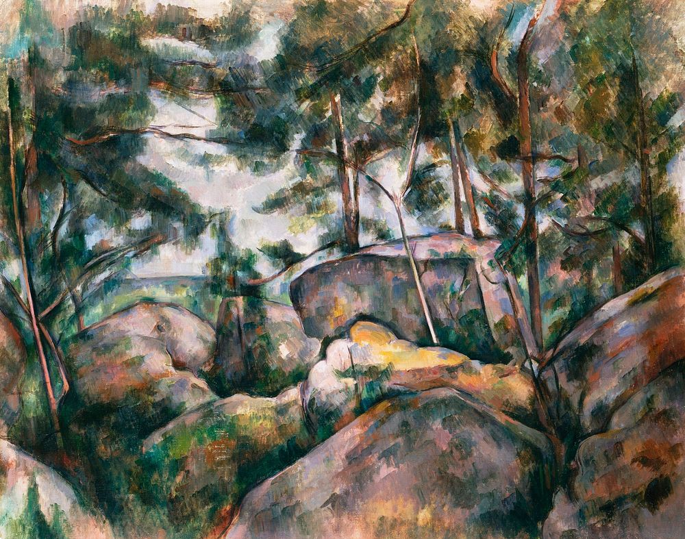 Rocks in the Forest (1890s) by Paul C&eacute;zanne. Original from The MET Museum. Digitally enhanced by rawpixel.