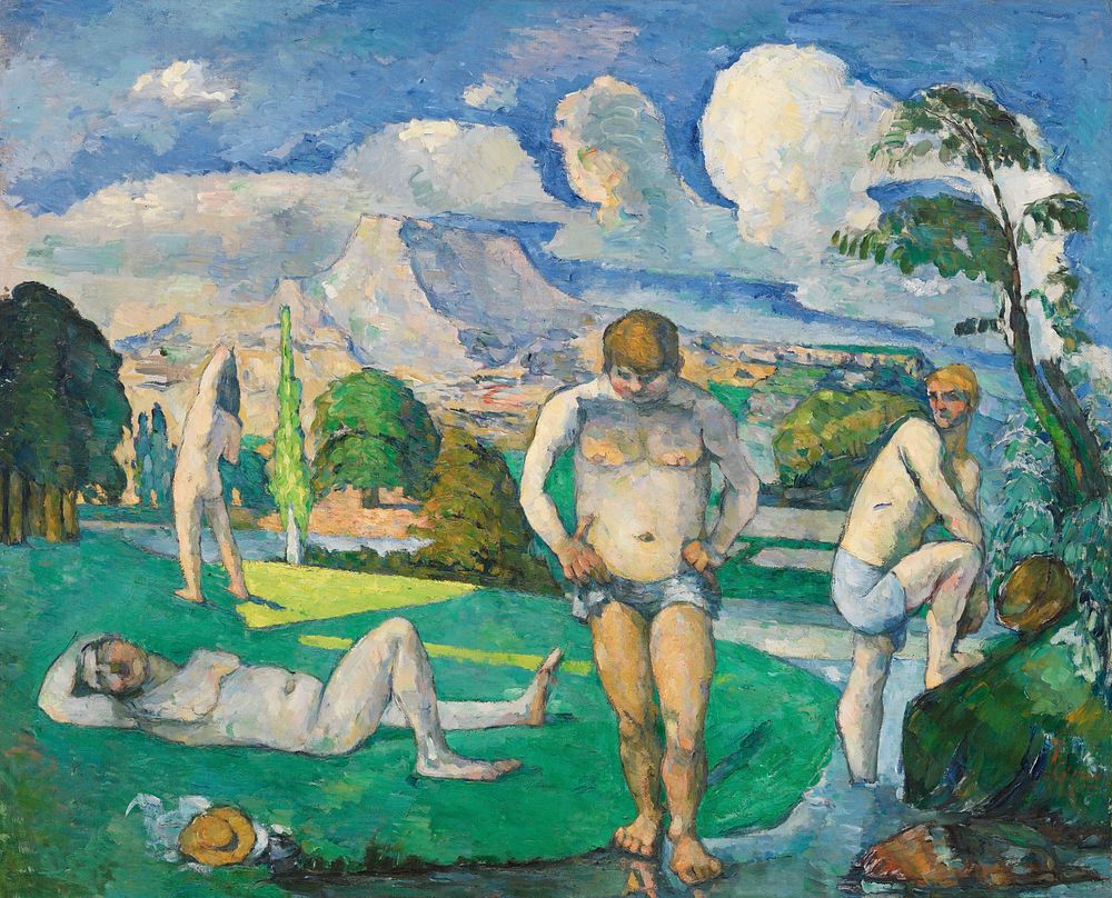 Bathers at Rest (Baigneurs au repos) (ca. 1876&ndash;1877) by Paul C&eacute;zanne. Original from Original from Barnes…