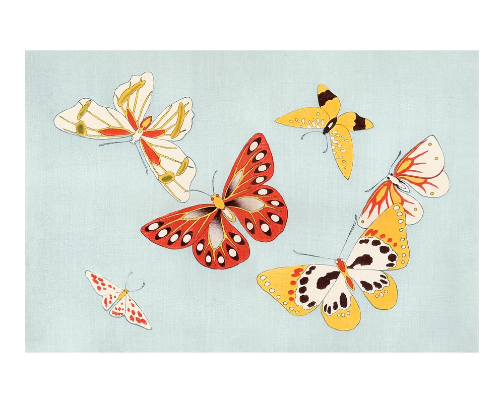 Butterfly Japanese art poster, vintage illustration