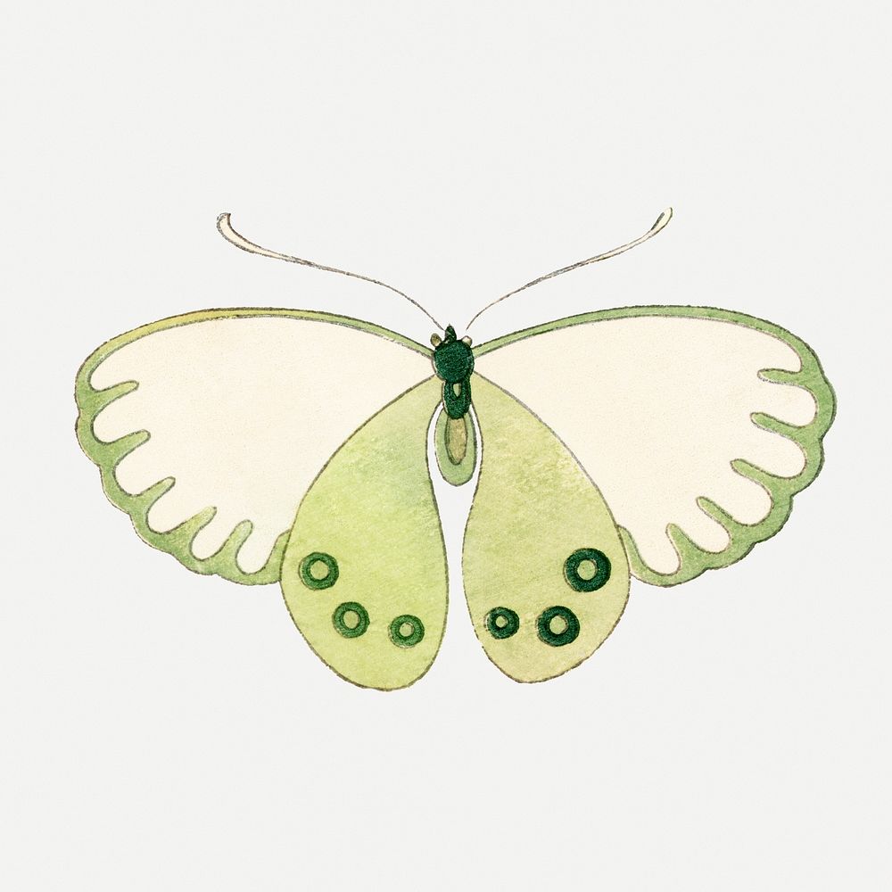 Japanese butterfly collage element, vintage illustration psd