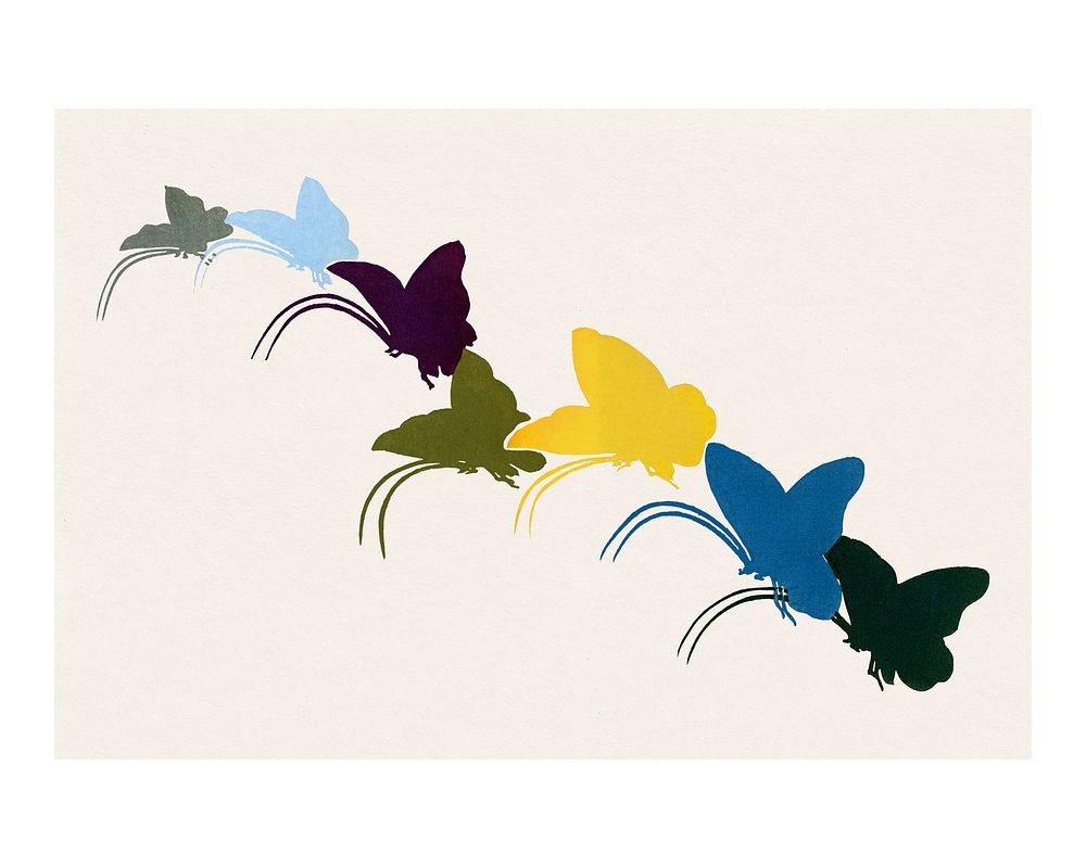 Butterfly Japanese art wall decor, vintage illustration