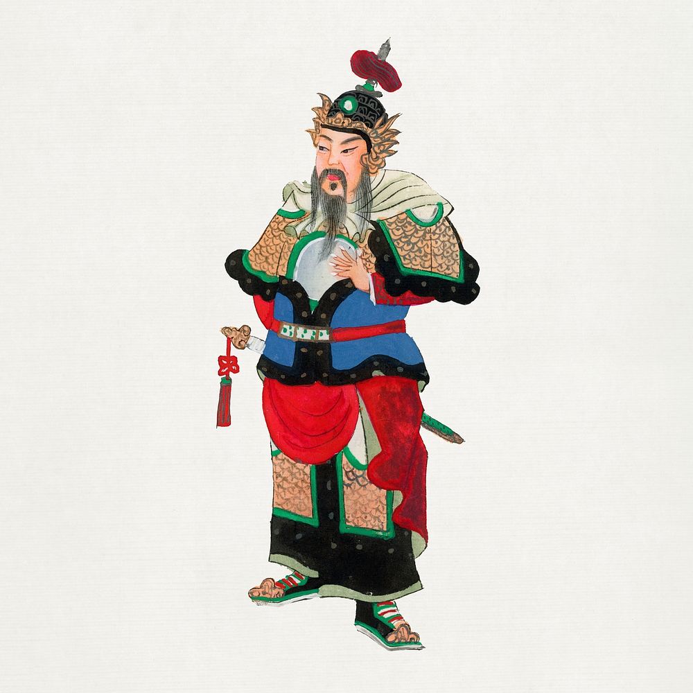 Chinese military uniform, traditional commander costume illustration psd