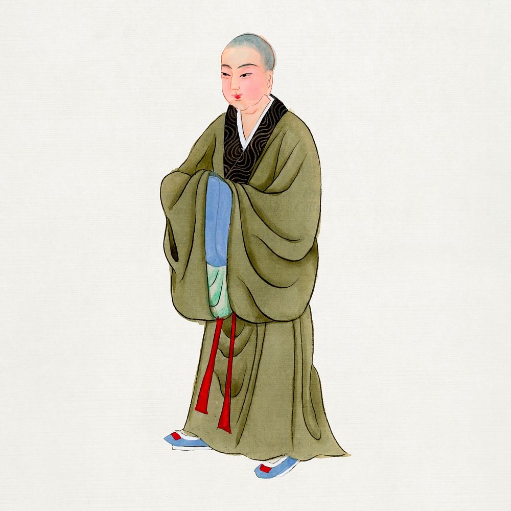 Buddhist monk costume, Chinese ancient illustration psd