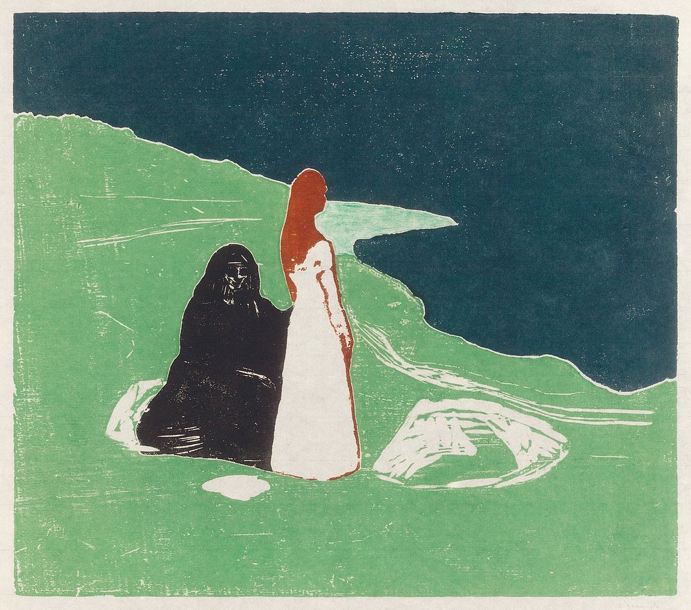Two Women on the Shore (1898) by Edvard Munch. Original from The Art Institute of Chicago. Digitally enhanced by rawpixel. 