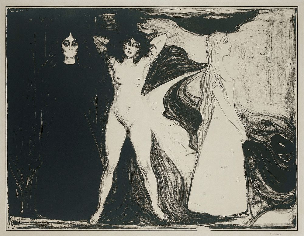 Das Weib (De Sfinx) (1899) by Edvard Munch. Original from the Rijksmuseum. Digitally enhanced by rawpixel.