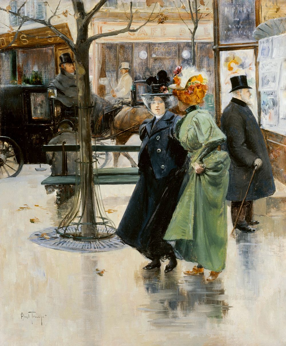 On the Boulevards (1895) by Louis Abel-Truchet. The City of Paris' Museums. Digitally enhanced by rawpixel.