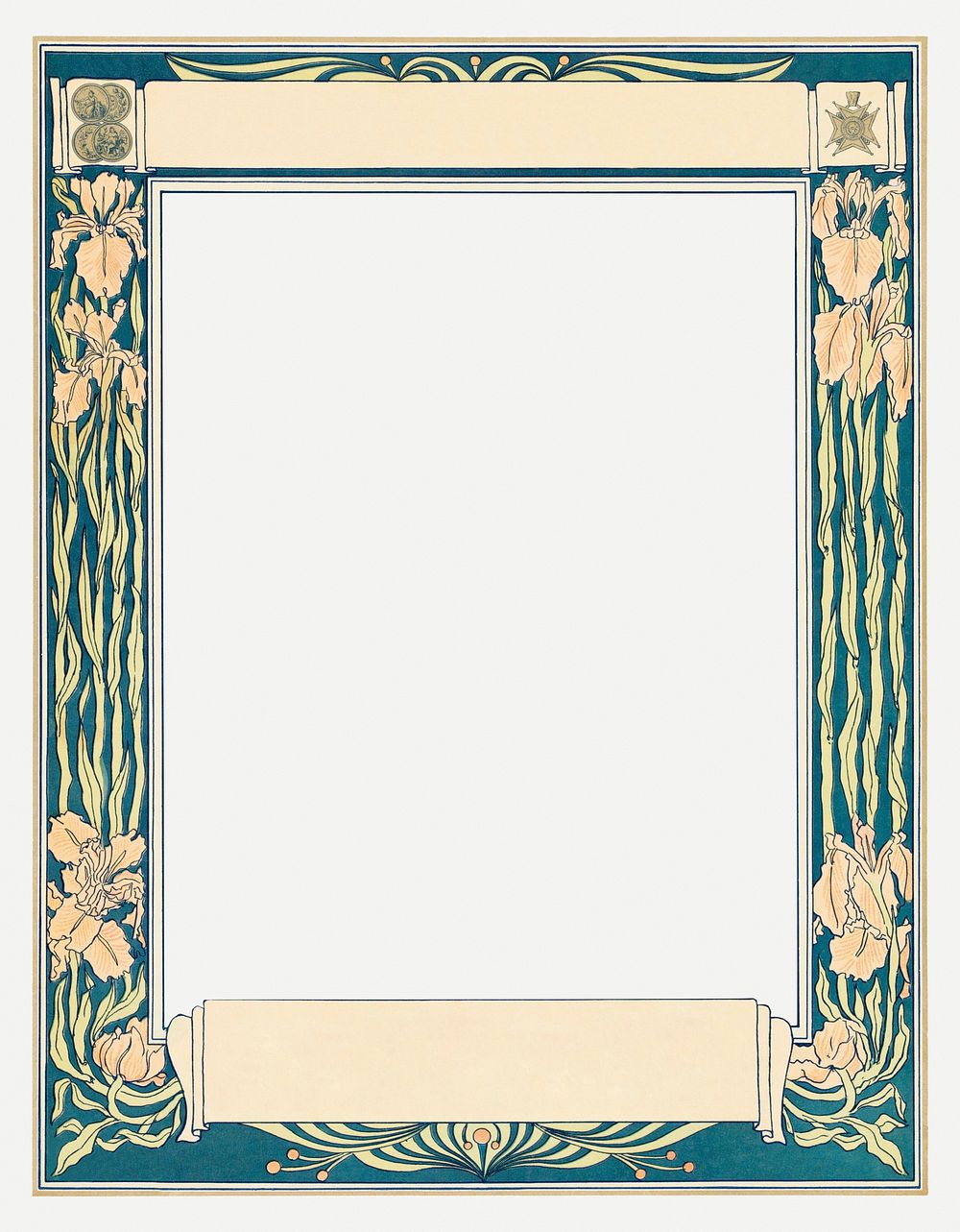 Vintage green floral frame with design space, remixed from the artworks by Johann Georg van Caspel