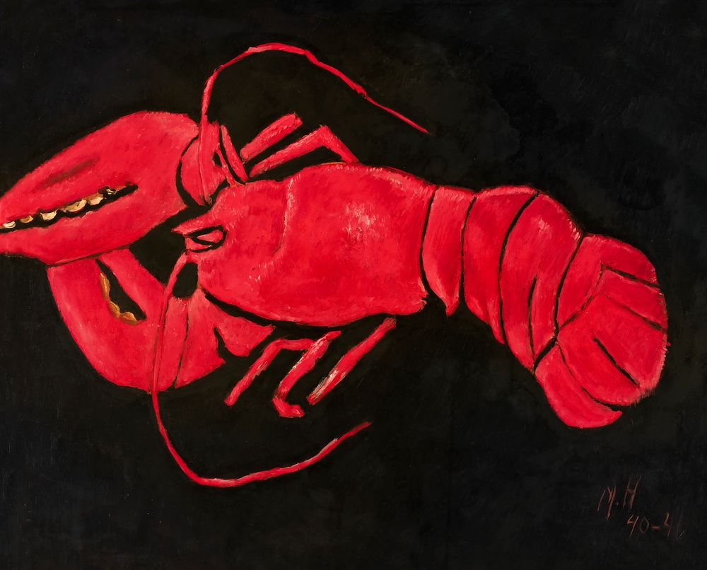 Lobster on Black Background (1940&ndash;1941) painting in high resolution by Marsden Hartley. Original from Smithsonian…