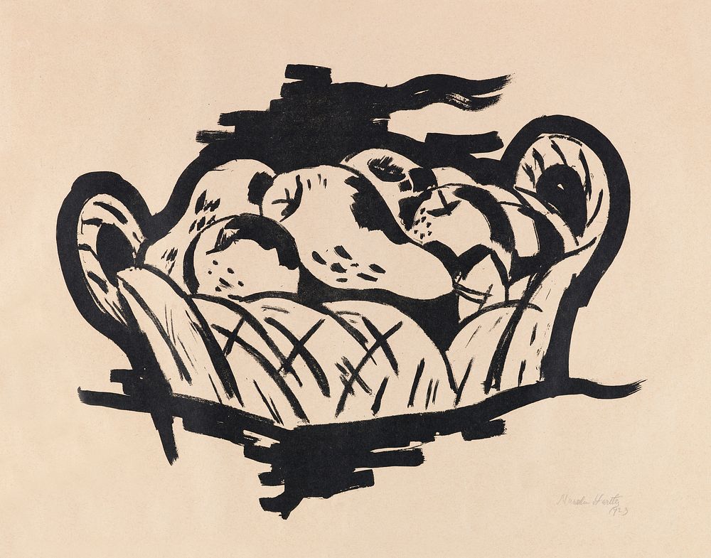 Pear in Basket (1923) by Marsden Hartley. Original from Smithsonian Institution. Digitally enhanced by rawpixel.