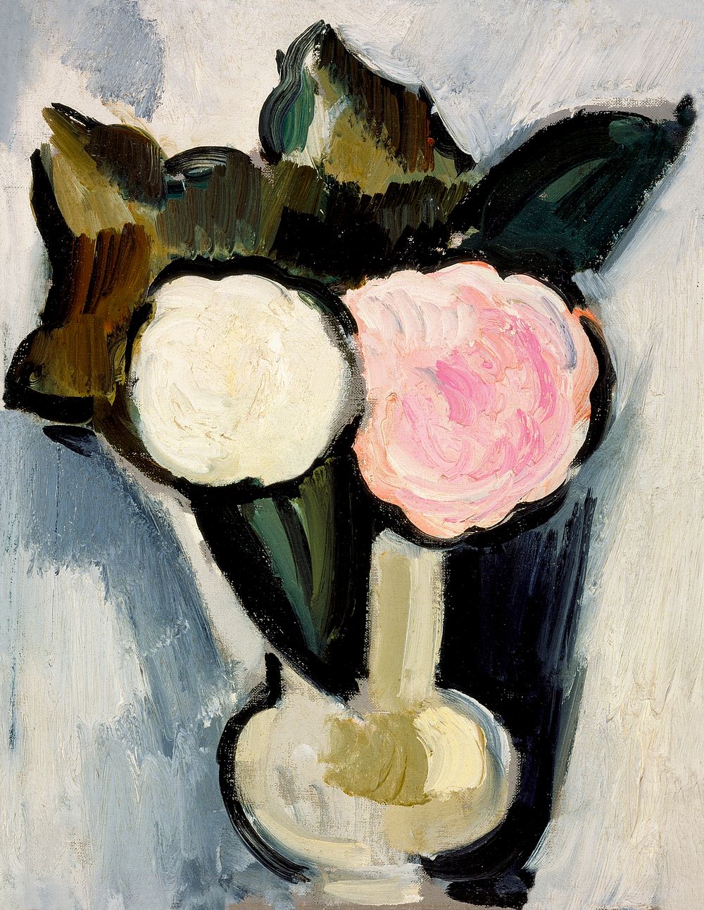 Pink and White Flowers in a Vase (1929) painting in high resolution by Marsden Hartley. Original from Smithsonian…