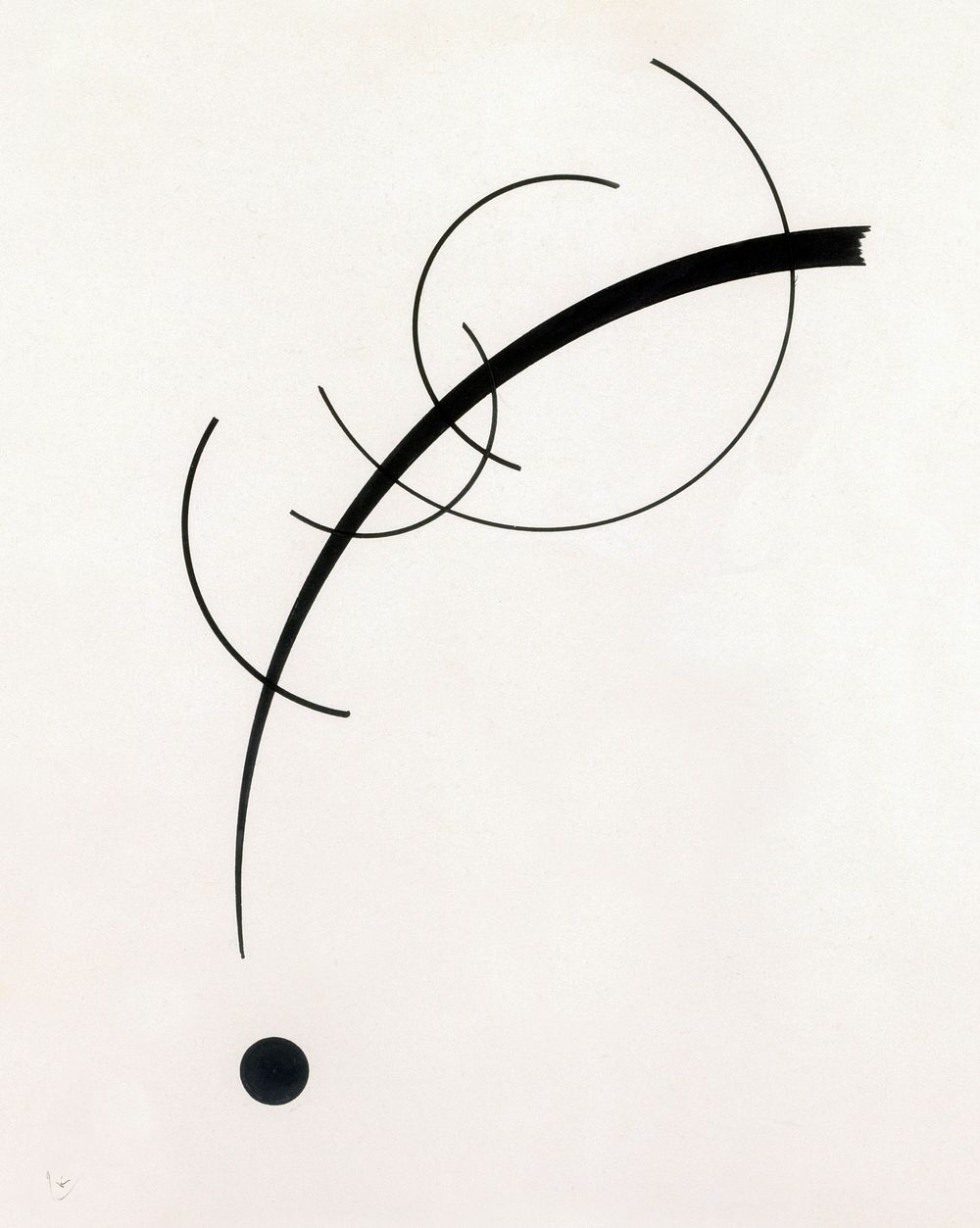 Free Curve to the Point: Accompanying Sound of Geometric Curves (1925) print in high resolution by Wassily Kandinsky.…