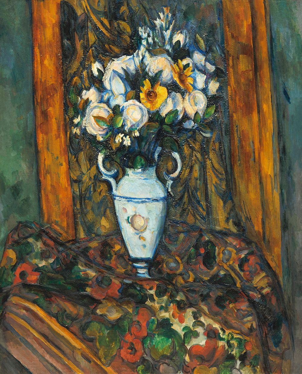 Paul C&eacute;zanne's vase of flowers (1900-1903) still life painting. Original from the National Gallery of Art. Digitally…