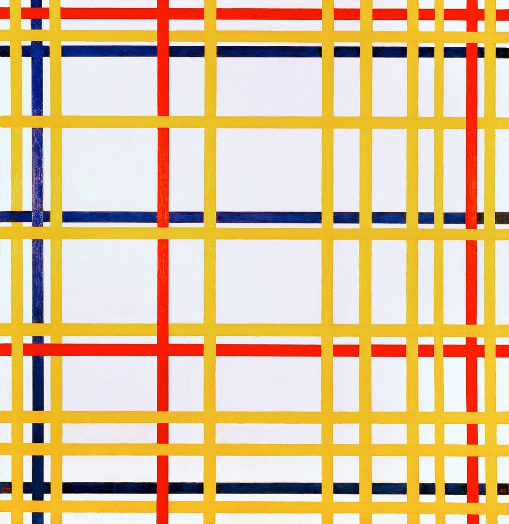 Piet Mondrian's New York City I (1942) famous painting. Original from Wikimedia Commons. Digitally enhanced by rawpixel.