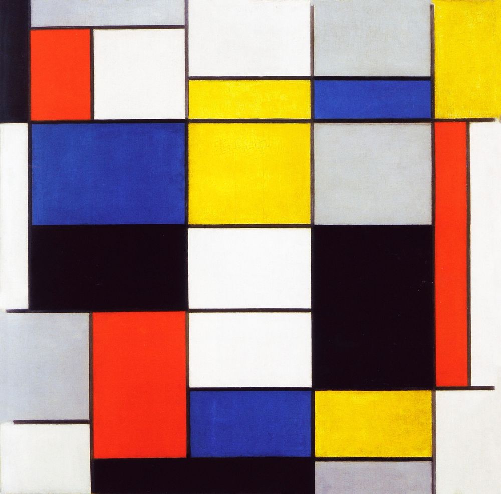 Piet Mondrian's Composition A (1920) famous painting. Original from Wikimedia Commons. Digitally enhanced by rawpixel.